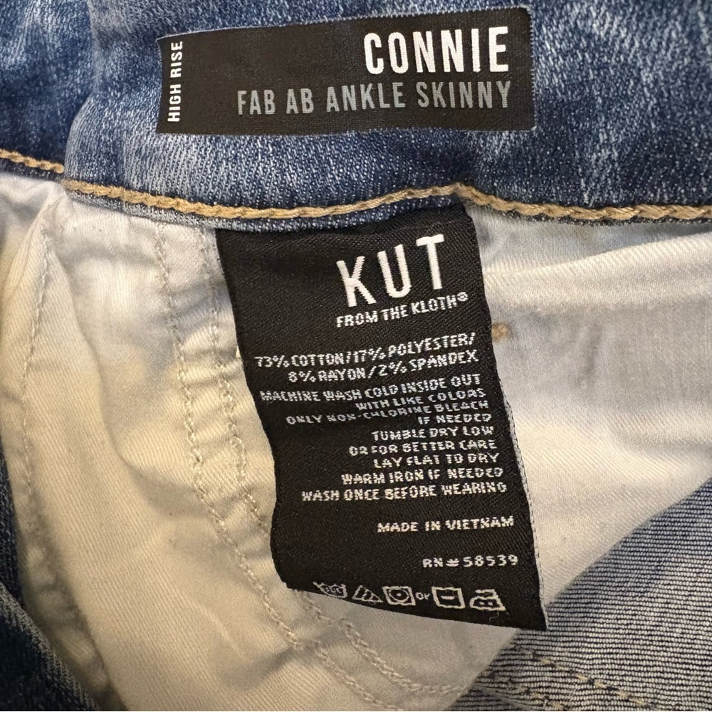 Kut From The Kloth Jeans Sz 10 High Rise Connie Fab Ab Ankle Skinny Raw Hem​ - Picture 4 of 8